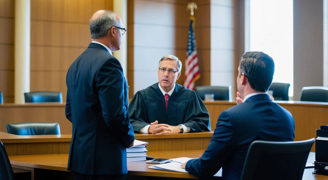 A courtroom with a judge, lawyer, and defendant discussing legal outcomes and post-conviction considerations for a DUI case in Arizona